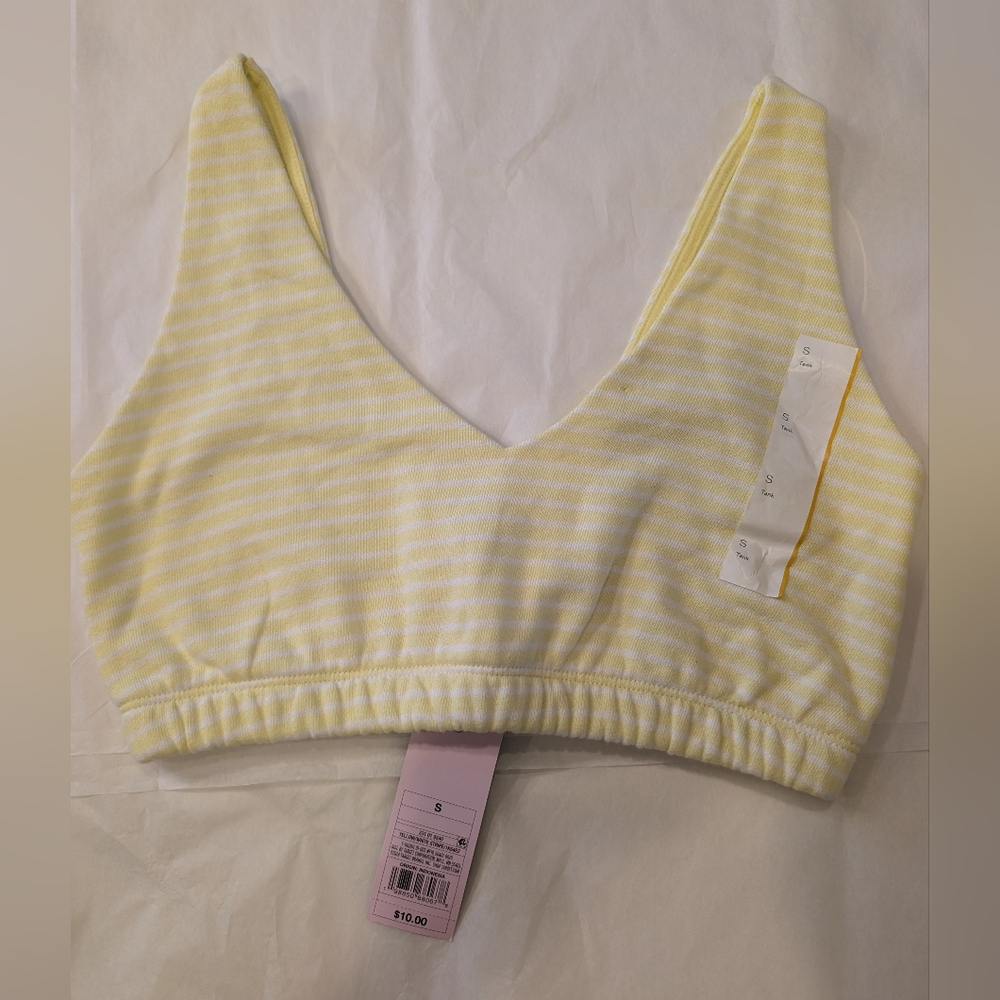 Wild Fable Soft Yellow and White Bralette Cropped Tank NWT